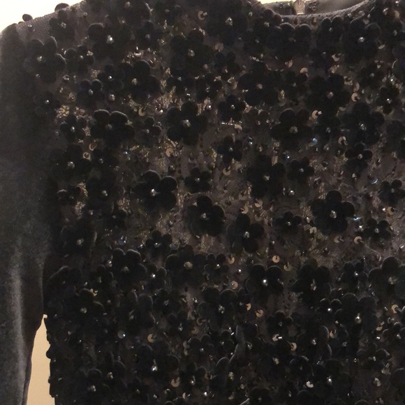 Mac Duggal Velvet Floral appliqué Modest Mermaid Gown - Picture 5 of 15